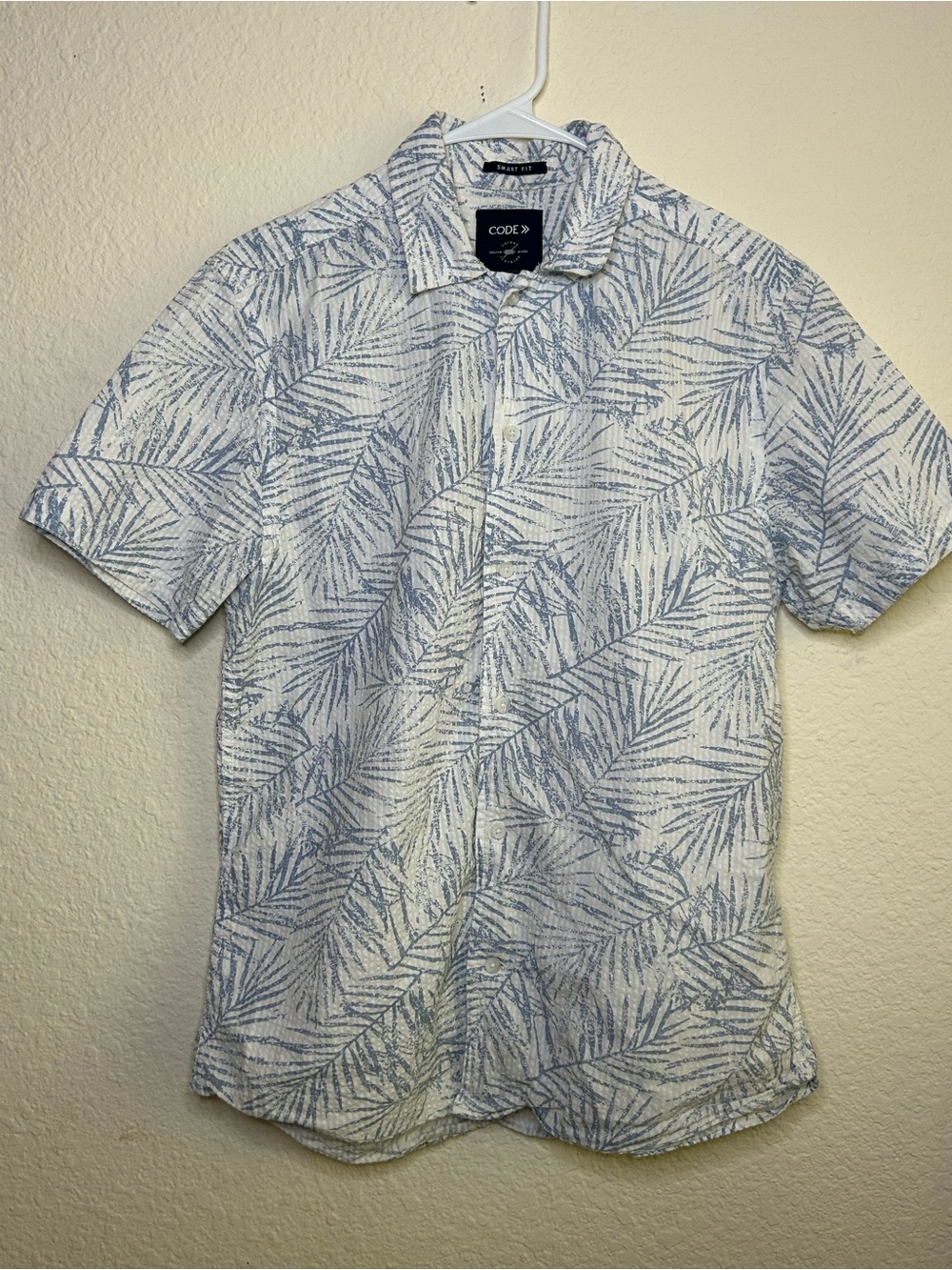 Code Blue Leaf Short Sleeve Button Down Resort Vacation Beach Camp 100% Cotton